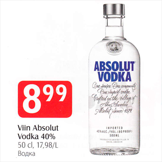 Allahindlus - Viin Absolut Vodka