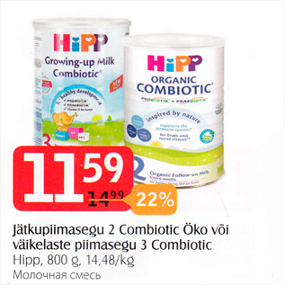 Allahindlus - Jätkupiimasegu 2 Combiotic Öko või väikelaste piimasegu 3 Combiotic