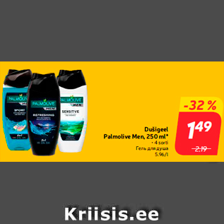 Allahindlus - Dušigeel Palmolive Men, 250 ml*