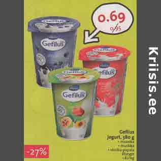 Allahindlus - Gefilus jogurt, 380 g . maasika . mustika . virsiku-papaia