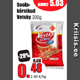 Allahindlus - Soolakõrsikud Vetsky 200 g