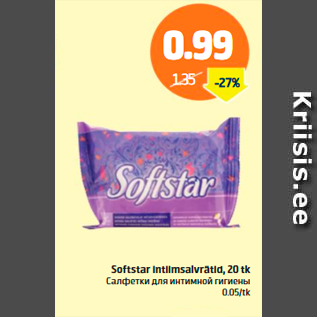 Allahindlus - Softstar intiimsalvrätid, 20 tk