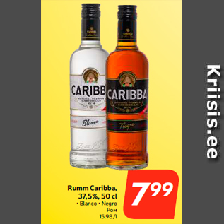 Allahindlus - Rumm Caribba, 37,5%, 50 cl