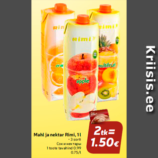 Allahindlus - Mahl ja nektar Rimi, 1 l