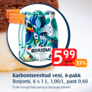 Allahindlus - Karboniseeritud vesi, 6-pakk Borjomi, 6 x 1 L