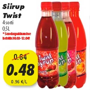Allahindlus - Siirup Tvist 4 sorti, 05l