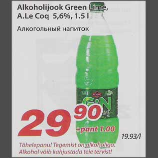 Allahindlus - Alkoholijook Green Lime, A.Le Coq