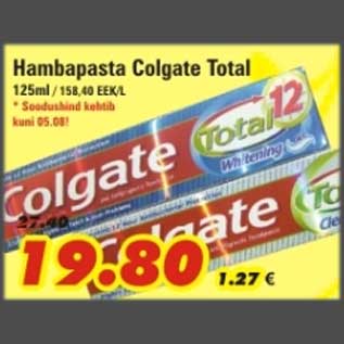 Allahindlus - Hambapasta Colgate Total