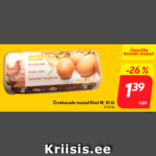 Allahindlus - Õrrekanade munad Rimi M, 10 tk