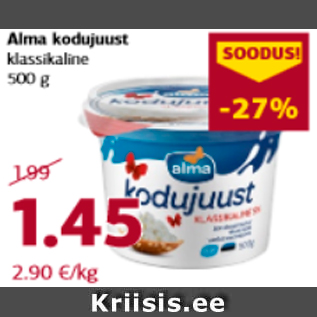 Allahindlus - Alma kodujuust klassikaline 500 g