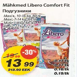 Allahindlus - Mähkmed Libero Comfort Fit