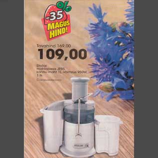 Allahindlus - Stollar mahlapress JE95 kannu mahl 1l, võimsus 950W, 1tk