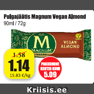 Allahindlus - Pulgajäätis Magnum Vegan Almond
