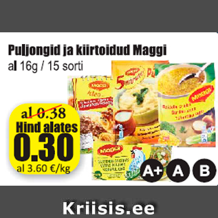 Allahindlus - Puljongid ja kiirtoidud Maggi