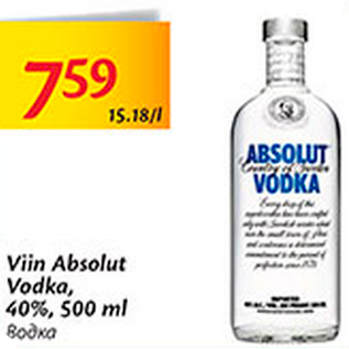 Allahindlus - Viin Absolut Vodka