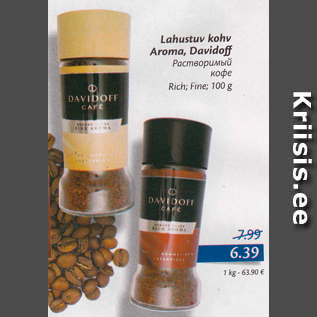 Allahindlus - Lahustuv kohv Aroma, avidoff