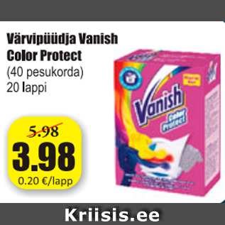 Allahindlus - Värvipüüdja Vanish Color Protect