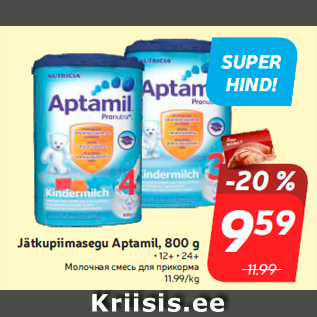 Allahindlus - Jätkupiimasegu Aptamil, 800 g