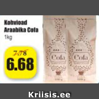 Allahindlus - Kohvioad Arabika Cofa 1 kg