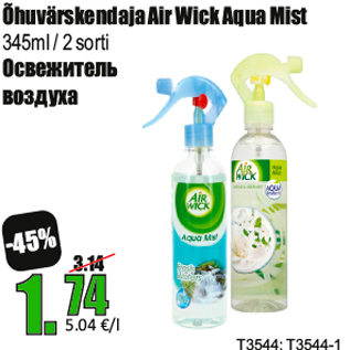 Allahindlus - Õhuvärskendaja Air Wick Aqua Mist