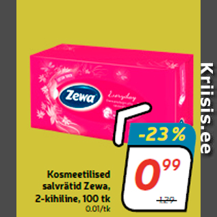 Скидка - осметический салфетки Zewa, 2 слоя, 100 шт