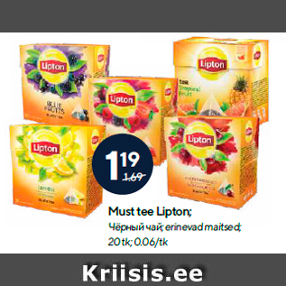 Allahindlus - Must tee Lipton; 20 tk