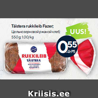 Allahindlus - Täistera rukkileib Fazer; 550 g