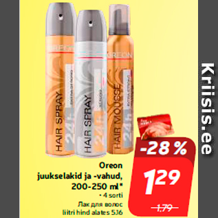 Allahindlus - Oreon juukselakid ja -vahud, 200-250 ml* • 4 sorti