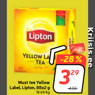 Allahindlus - Must tee Yellow Label, Lipton, 88x2 g