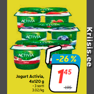 Allahindlus - Jogurt Activia, 4x120 g