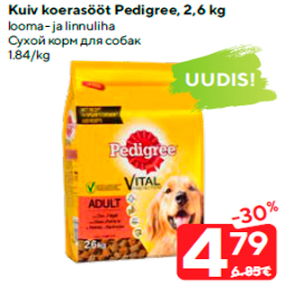 Allahindlus - Kuiv koerasööt Pedigree, 2,6 kg