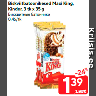 Allahindlus - Biskviitbatoonikesed Maxi King, Kinder