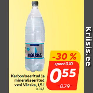 Allahindlus - Karboniseeritud ja mineraliseeritud vesi Värska, 1,5 l