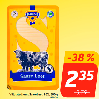 Скидка - Нарезанный сыр Saare Leet, 26%, 500 г