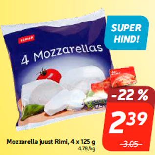 Скидка - Сыр Моцарелла Rimi, 4 х 125 г