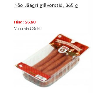 Allahindlus - Nõo Jäägri grillvorstid