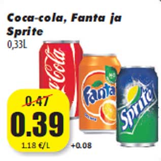 Allahindlus - Coca-cola, Fanta ja Sprite 0,33L