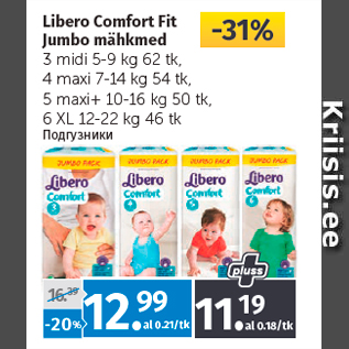 Allahindlus - Libero Comfort Fit Jumbo mähkmed