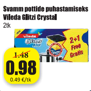 Скидка - Губка для мытья посуды Vileda Glitz Crystal 2 шт.
