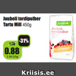 Скидка - Порошок для торта Tartu Mill 450г