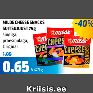 Allahindlus - MILDE CHEESE SNACKS SUITSUJUUST 75 g