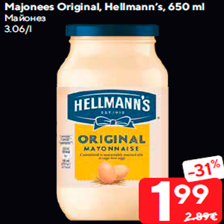 Allahindlus - Majonees Original, Hellmann’s, 650 ml