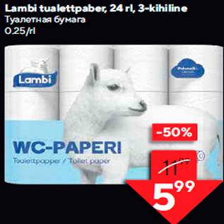 Allahindlus - Lambi tualettpaber, 24 rl, 3-kihiline