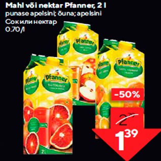 Allahindlus - Mahl või nektar Pfanner, 2 l