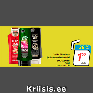 Allahindlus - Valik Gliss Kuri juuksehooldustooteid, 200-250 ml