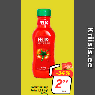 Allahindlus - Tomatiketšup Felix, 1,25 kg*