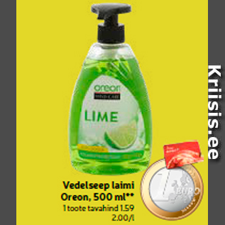 Allahindlus - Vedelseep laimi Oreon, 500 ml**