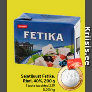 Allahindlus - Salatijuust Fetika, Rimi, 40%, 200 g