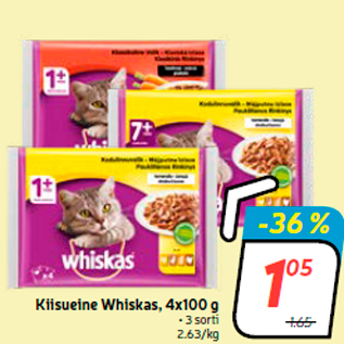 Allahindlus - Kiisueine Whiskas, 4x100 g