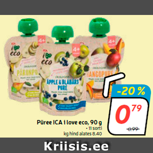 Allahindlus - Püree ICA i love eco, 90 g